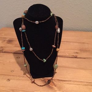 Silpada Howlite, Copper, Jasper, Wood Necklace 60"